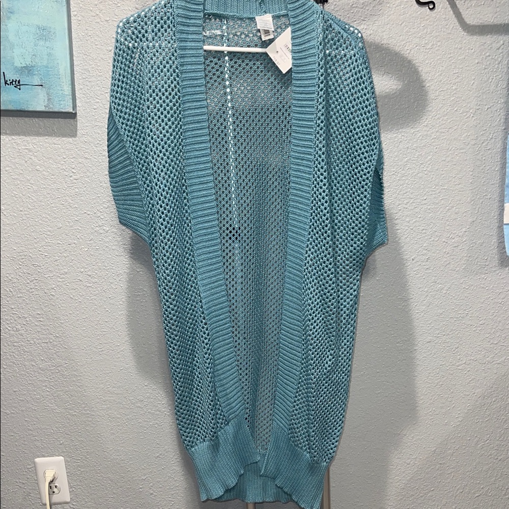 Women's Blue Open Knit Sweater